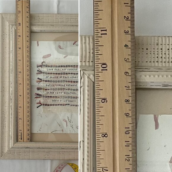 Vintage Handmade French Quote Wall Art With Woven Fabric In Distressed Frame - Picture 5 of 6